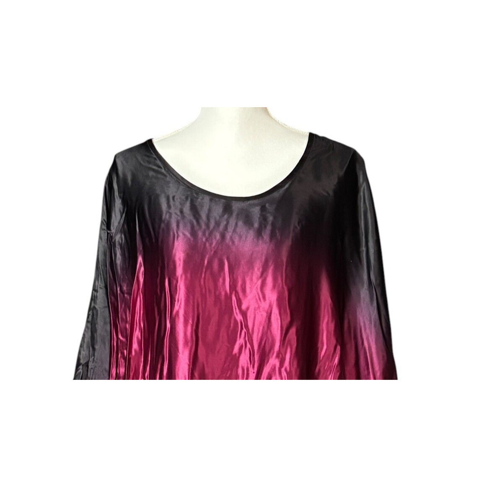 New Caroline Rose Ombre Silk Tunic Size Large Pocho Purple Quiet Luxury Artsy - Picture 6 of 14